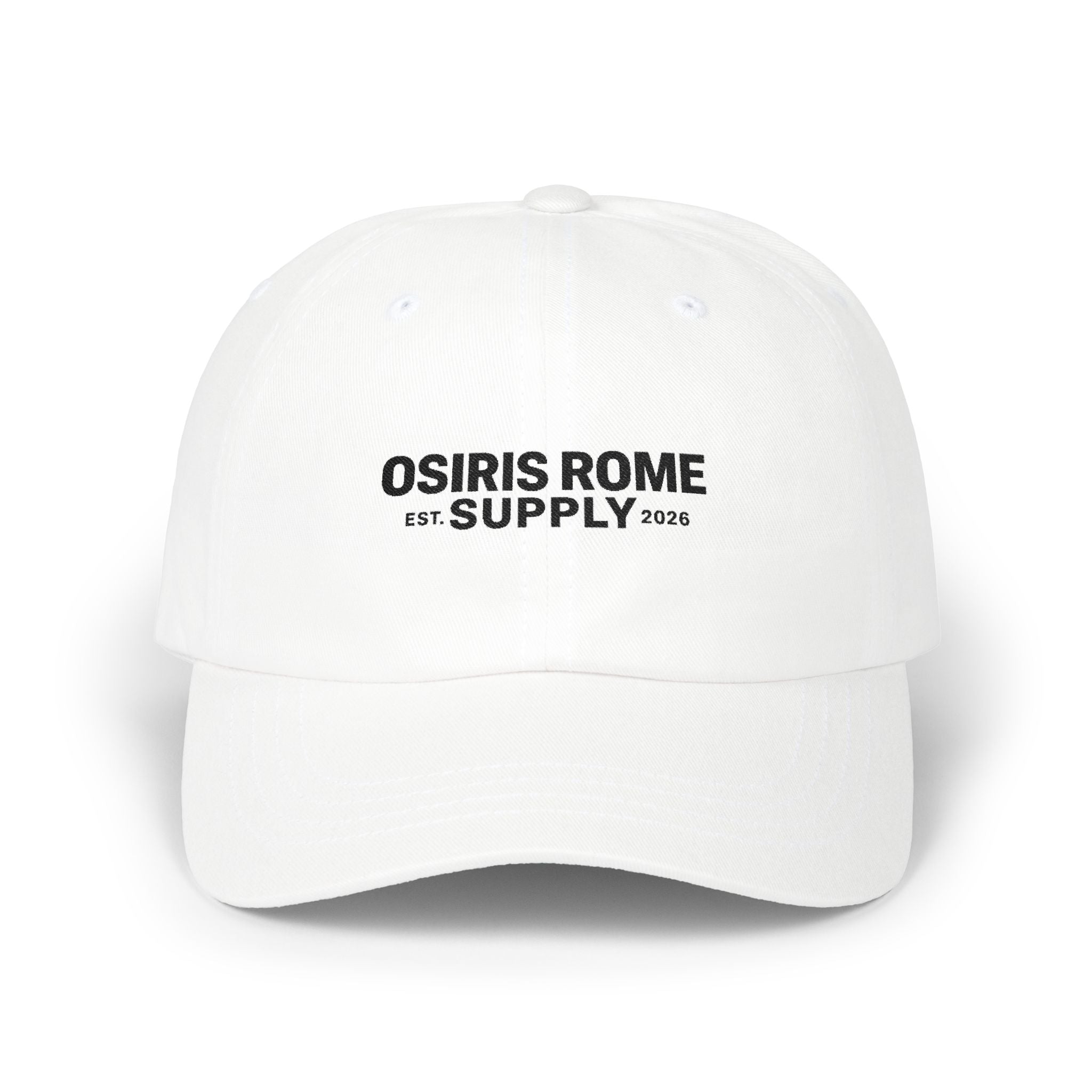 Osiris Rome Supply Embroidered Dad Cap — Classic White Baseball Hat